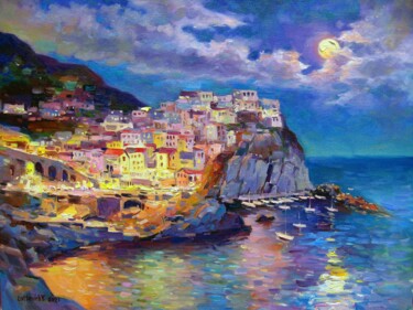 Painting titled "Cinque Terre. Italy2" by Vladimir Lutsevich, Original Artwork, Oil