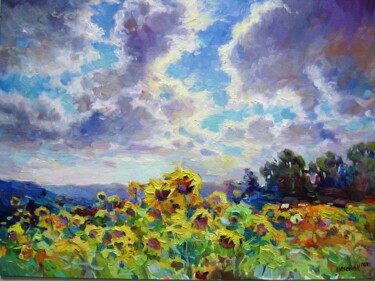 Ζωγραφική με τίτλο "Sunflowers-2" από Vladimir Lutsevich, Αυθεντικά έργα τέχνης, Λάδι