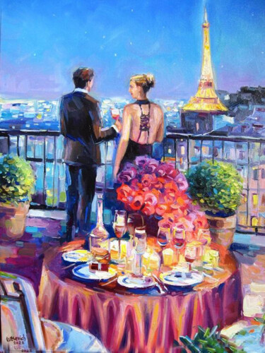 Peinture intitulée "Romance in Paris (2…" par Vladimir Lutsevich, Œuvre d'art originale, Huile