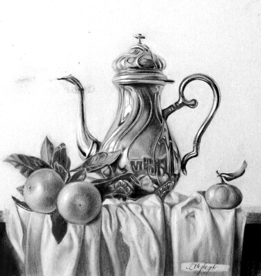 Drawing titled "Coffee Bro" by Vladimir Medvedev, Original Artwork, Pencil