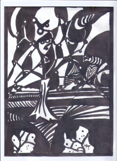 Disegno intitolato "Дерево возле леса" da Vladimir Mozalevskii, Opera d'arte originale, Inchiostro