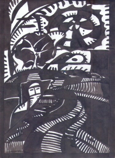 Рисунок под названием "Перед дождем" - Владимир Мозалевский, Подлинное произведение искусства, Чернила