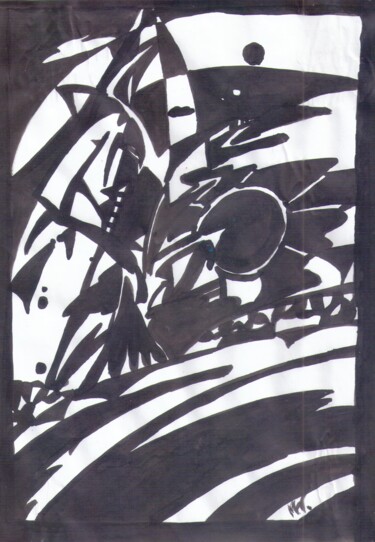 Рисунок под названием "Склон" - Владимир Мозалевский, Подлинное произведение искусства, Чернила