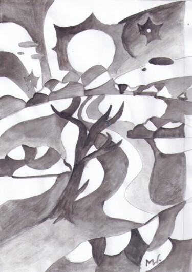 「Сухое дерево」というタイトルの描画 Владимир Мозалевскийによって, オリジナルのアートワーク, 水彩画