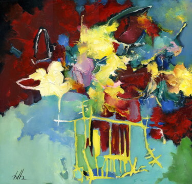 Картина под названием "Букет в желтой пров…" - Владимир Мраков, Подлинное произведение искусства, Масло