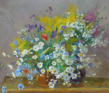 Painting titled "Meadow flowers" by Vladimir Natalushko, Original Artwork, Oil