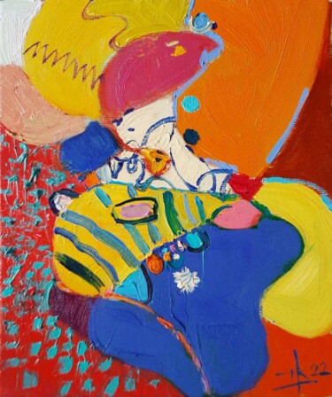 Картина под названием "Clown" - Vladimir Natalushko, Подлинное произведение искусства, Масло