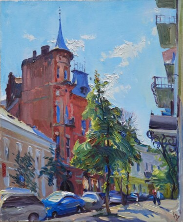 Painting titled "Kyiv. Yaroslav Val." by Vladimir Natalushko, Original Artwork, Oil