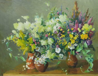 Картина под названием "Summer flowers" - Vladimir Natalushko, Подлинное произведение искусства, Масло