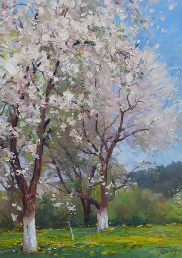 Картина под названием "Apple blossom" - Vladimir Natalushko, Подлинное произведение искусства, Масло