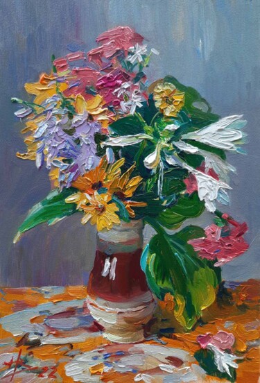 Картина под названием "White lilies" - Vladimir Natalushko, Подлинное произведение искусства, Масло