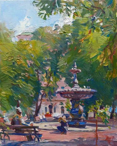 Malerei mit dem Titel "And the park" von Vladimir Natalushko, Original-Kunstwerk, Öl