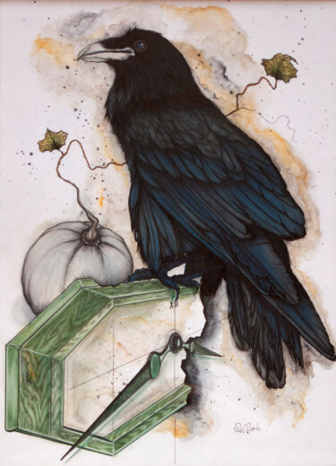 Malerei mit dem Titel "Raven" von Vladimir Nommo Ninic, Original-Kunstwerk, Acryl