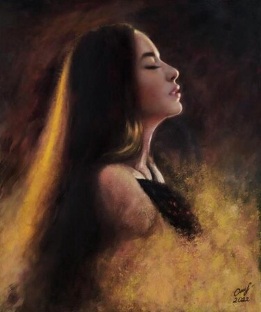 Картина под названием "Жанна" - Владимир Ошмарин, Подлинное произведение искусства, Масло