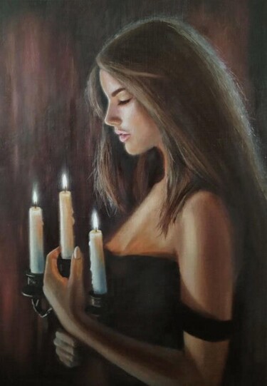 Картина под названием "Ночь" - Владимир Ошмарин, Подлинное произведение искусства, Масло