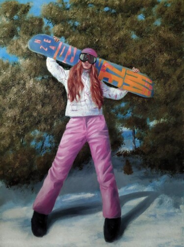 Картина под названием "Сноубордистка" - Владимир Ошмарин, Подлинное произведение искусства, Масло