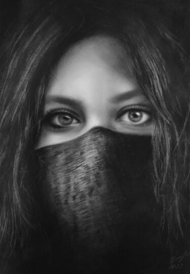 Рисунок под названием "Глаза" - Владимир Ошмарин, Подлинное произведение искусства, Карандаш
