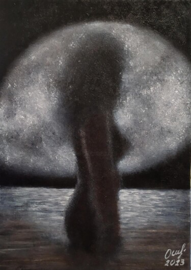 Peinture intitulée "Лунная ночь" par Vladimir Oshmarin, Œuvre d'art originale, Huile