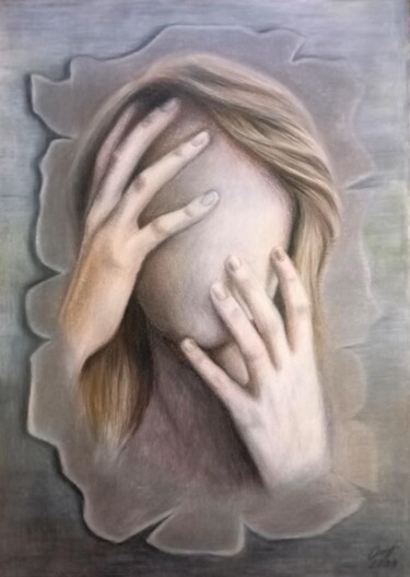 Рисунок под названием "Без лица" - Владимир Ошмарин, Подлинное произведение искусства, Цветные карандаши