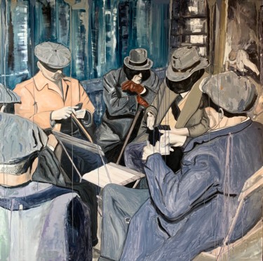 Malerei mit dem Titel "Hat and cap" von Vladimir Paun-Vrapciu, Original-Kunstwerk, Öl