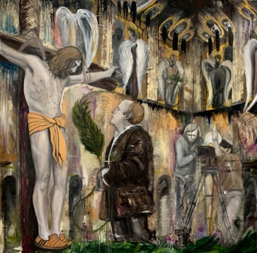 Pintura intitulada "Franco the Angel" por Vladimir Paun-Vrapciu, Obras de arte originais, Óleo