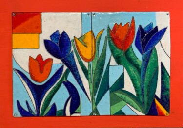 Pintura intitulada "Тюльпаны - (горячая…" por Vladimir Pi, Obras de arte originais, Tinta de esmalte