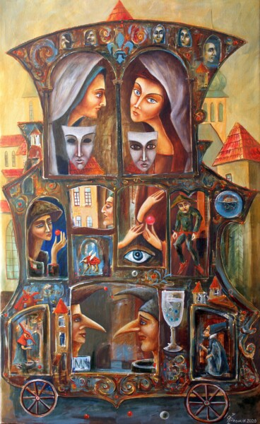 Painting titled "В ГОСТИ К БОСХУ" by Vladimir Pronkin, Original Artwork, Oil