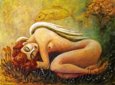 Painting titled "спящий ангел" by Vladimir Pronkin, Original Artwork, Oil