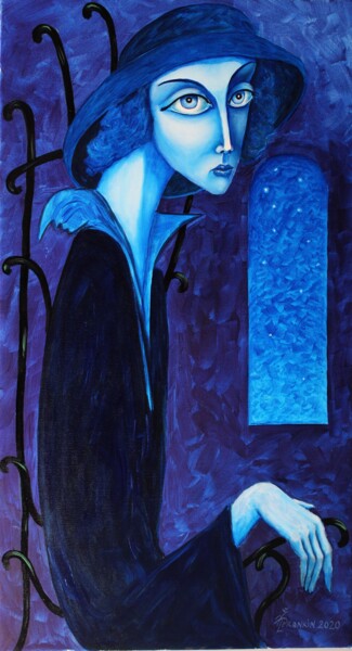 Peinture intitulée "голубая дама" par Vladimir Pronkin, Œuvre d'art originale, Huile