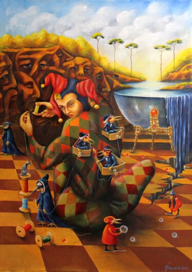 Pintura titulada "ПУТАНЫЕ СВЯЗИ" por Vladimir Pronkin, Obra de arte original, Oleo