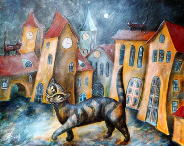 Картина под названием "LIGHT MOONLIGHT NIG…" - Vladimir Pronkin, Подлинное произведение искусства, Масло