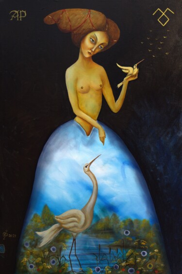 Pintura intitulada "ANGEL PAJARO" por Vladimir Pronkin, Obras de arte originais, Óleo
