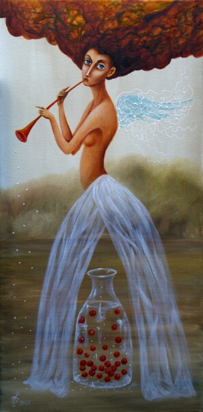 Картина под названием "SPRING ANGEL" - Vladimir Pronkin, Подлинное произведение искусства, Масло