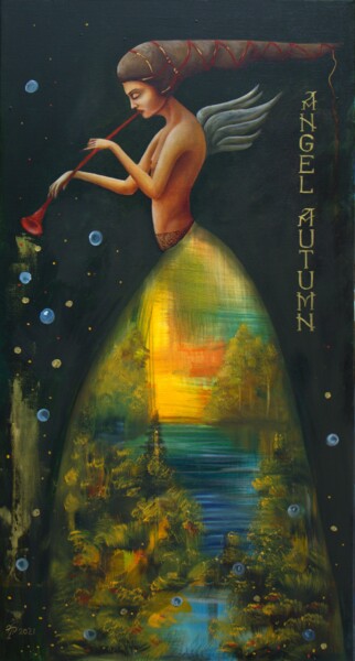 Painting titled "ANGEL AUTUMN" by Vladimir Pronkin, Original Artwork, Oil