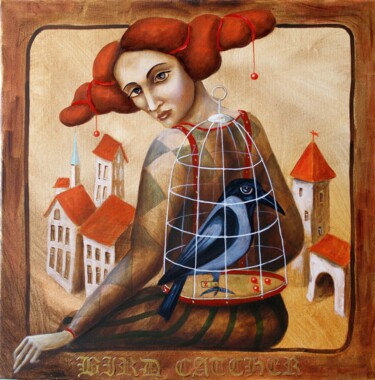 Peinture intitulée "ЛОВЕЦ ПТИЦ" par Vladimir Pronkin, Œuvre d'art originale, Huile