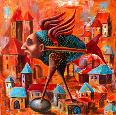 Schilderij getiteld "ANGLER" door Vladimir Pronkin, Origineel Kunstwerk, Olie