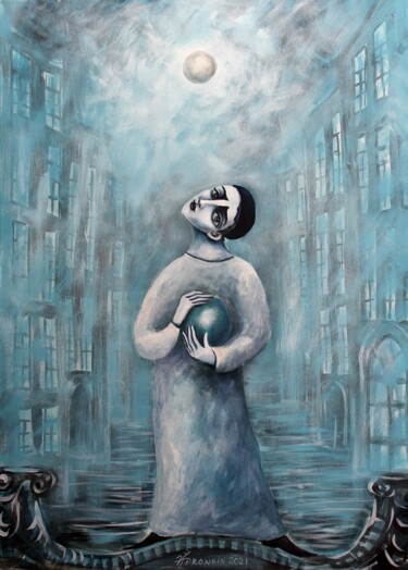 Pintura titulada "MOON BOY" por Vladimir Pronkin, Obra de arte original, Oleo