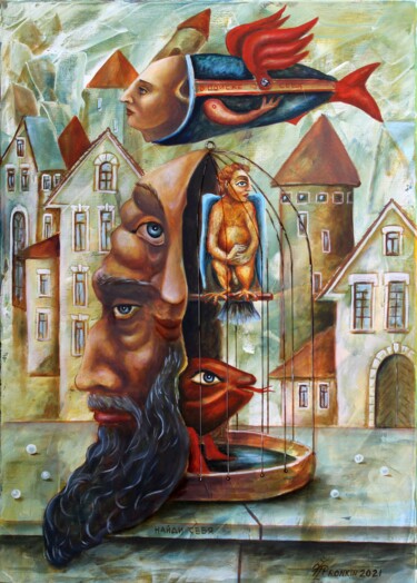 Ζωγραφική με τίτλο "НАЙДИ СЕБЯ" από Vladimir Pronkin, Αυθεντικά έργα τέχνης, Λάδι