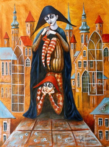 Painting titled "GOTHIC NIGHT 15" by Vladimir Pronkin, Original Artwork, Oil