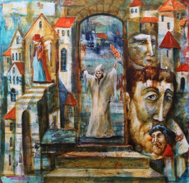 Картина под названием "The coming of an an…" - Vladimir Pronkin, Подлинное произведение искусства, Масло