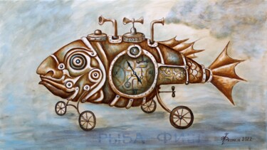Картина под названием "РЫБА ФИШ" - Vladimir Pronkin, Подлинное произведение искусства, Масло