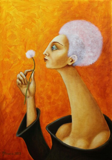 Painting titled "DANDELION" by Vladimir Pronkin, Original Artwork, Oil