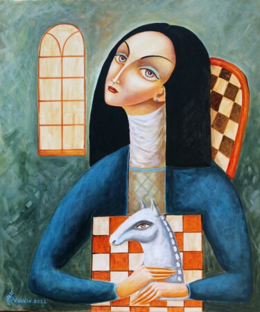 Painting titled "CHESS" by Vladimir Pronkin, Original Artwork, Oil