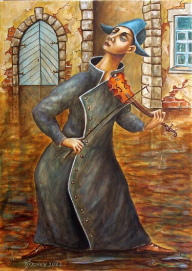 Pintura intitulada "STREET PERFORMANCE A" por Vladimir Pronkin, Obras de arte originais, Óleo