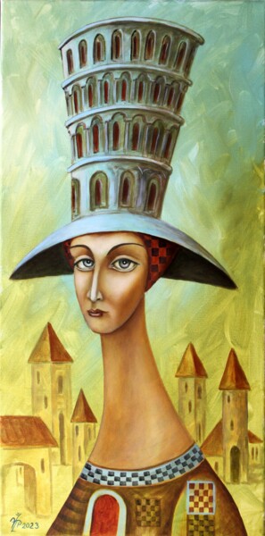 Pittura intitolato "ДАМА-БАШНЯ 1" da Vladimir Pronkin, Opera d'arte originale, Olio