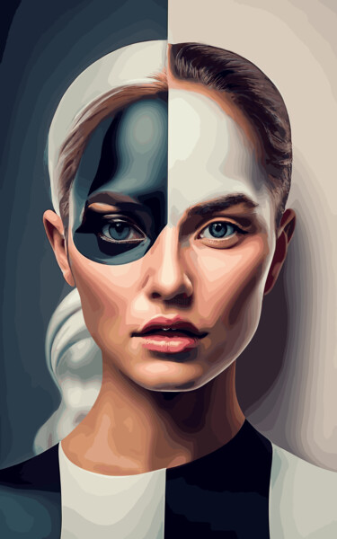 Digitale Kunst getiteld "Black and white" door Vladimir Semenov, Origineel Kunstwerk, AI gegenereerde afbeelding
