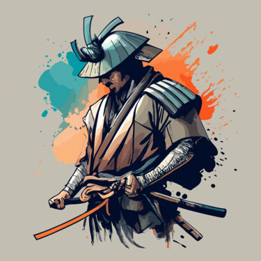 Arte digital titulada "Samurai" por Vladimir Semenov, Obra de arte original, Pintura Digital