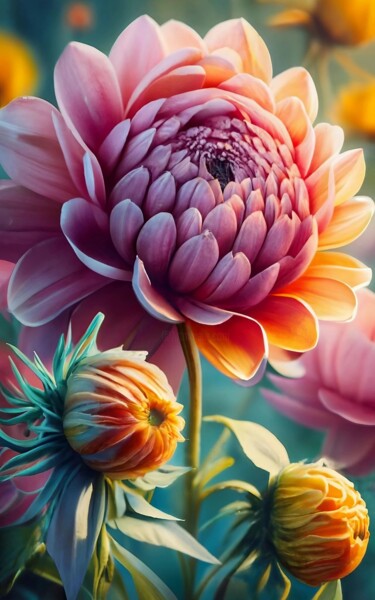 Digitale Kunst mit dem Titel "Flowers" von Vladimir Semenov, Original-Kunstwerk, Digitale Malerei