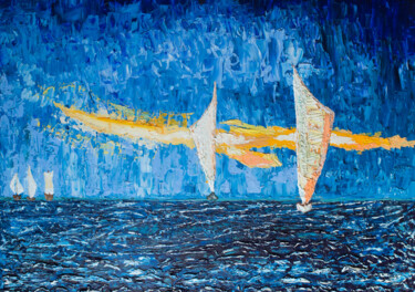 Картина под названием "Регата" - Владимир Щетинин Рубини-Коэн, Подлинное произведение искусства, Масло