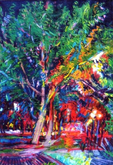 Painting titled "Night Tree" by Vladimir Shahinyan, Original Artwork